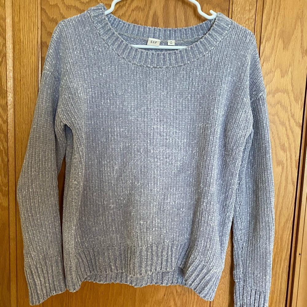 Gray chenille crewneck sweater